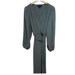 Connected Apparel Womens Teal Blue Wrap Maxi Dress Size 16 Long Sleeve Belted
